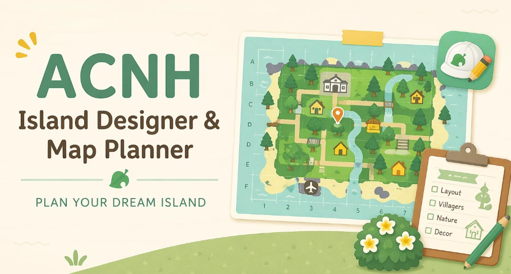 Prévia de layout do planejador de mapa para designer de ilha ACNH